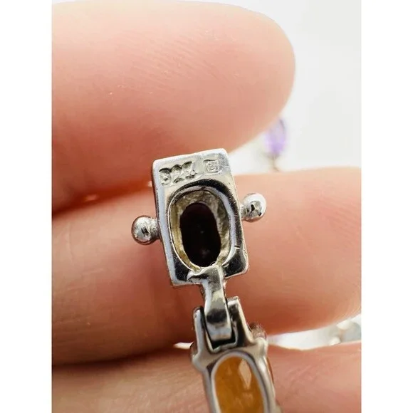 Multi Gemstone Tennis Bracelet Sterling Silver Kay Jewelers 7.25” - Picture 10 of 12